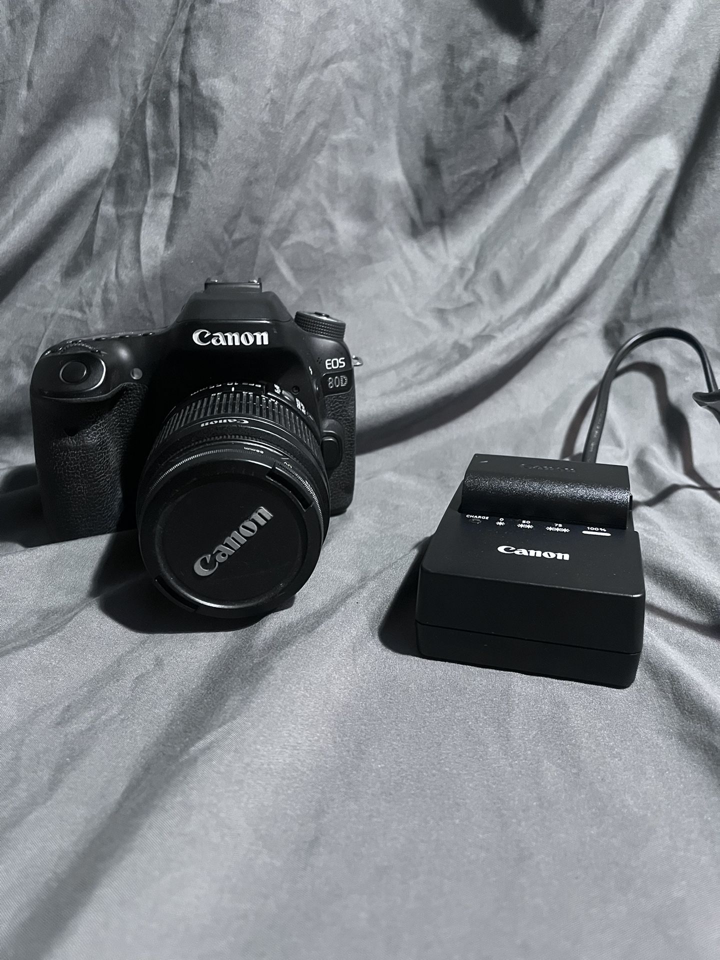 Canon EOS 80d with 18-55mm lense, Battery And Charger