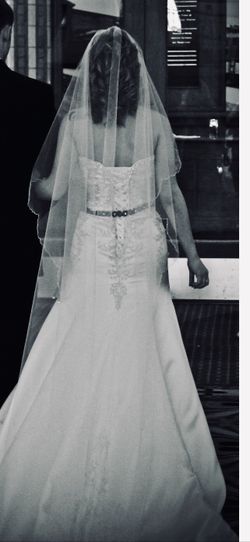 Cathedral lace wedding veil Light ivory/white 9 feet long one tier with attached comb