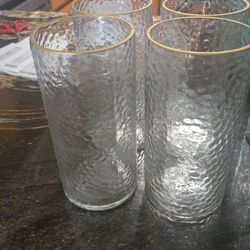 5 hammered cylinder vases clear