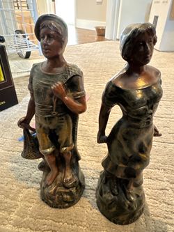 Matched pair of patinated spelter figures