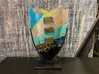 Decorative Fused Glass Vase With Stand
