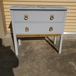 Vintage Gold &Grey Cabinet 2- drawers
