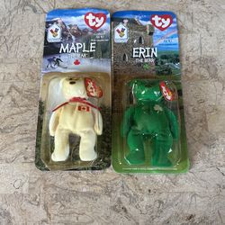Rare Unopened Maple The Bear/ Erin The Bear Beanie Baby