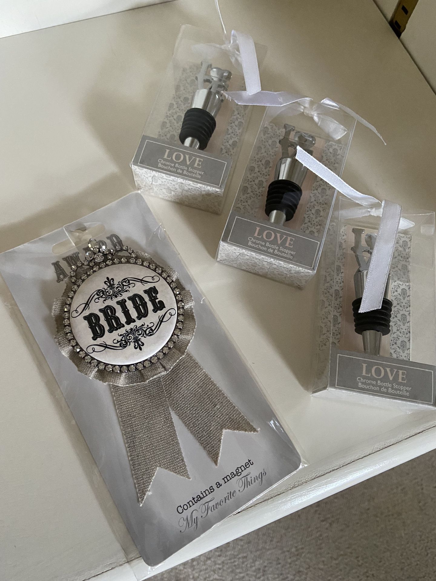 Bride Bachelorette Pin And Wine Bottle Stoppers