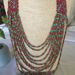 Artisanal Handmade Multistrand Necklace,  Ecuador 