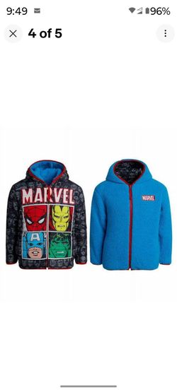 Marvel Spider-Man Puffer Jacket Coat Boys Hoodie Reversible Hulk Toddler