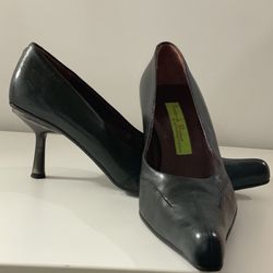 Goffredo Fantini black leather heels 7.5