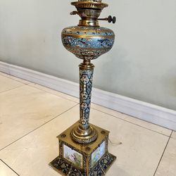 Antique Brass Cloisonné Lamp