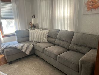Large Gray Sectional Sofa with Chaise