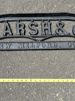 Antique Cast Iron Sign Marsh & Co New Milford CONN