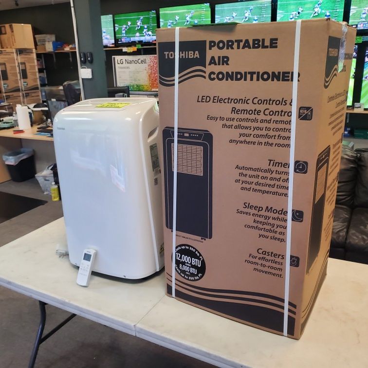TOSHIBA PORTABLE AC WITH 12K BTU 350 SQ FT IN STOCK - COMPLETE ALL ACCESSORIES IN BOX WITH WARR- TAX ALREADY INCLUDED IN THE PRICE OTD - PAYMENT PLANS