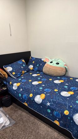 IKEA Black Twin Bed Frame + Mattress – Like New