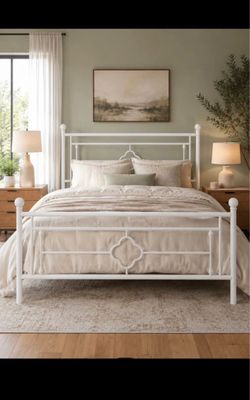 New in Box Full Size White Princess  Metal Bed Frame