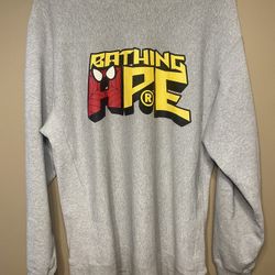 A Bathing Ape Spider-Man Crewneck Grey 2002 Size Large