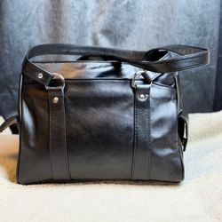 Premium Black Genuine Leather Handbag Multi Compartment Shoulder Tote handbag