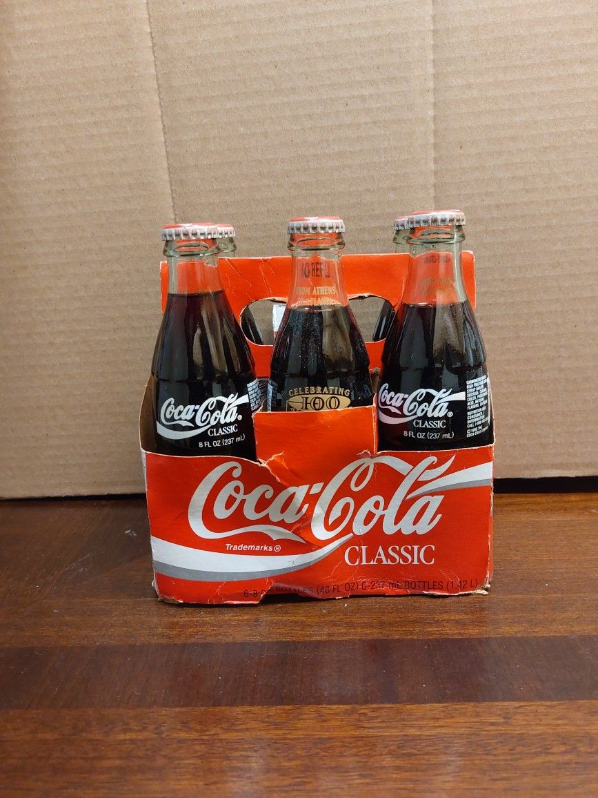 6 1995 Coca Cola Bottle Celebrating 100 Years of Olympic Tradition Unopened 8oz