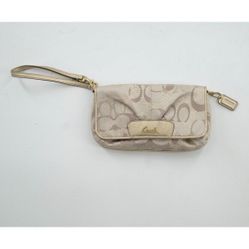 Coach Secret Admirer Large Flap Wristlet Handbag Purse Wallet ID F46934 Gold 