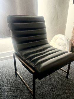 Modern Accent Chair – Faux Leather & Wood Frame – $85