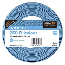 250 ft. 14/3 Light Blue Solid CerroMax SLiPWire Copper NM -B Wire