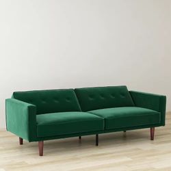 Emerald Green Velvet Couch - Bed