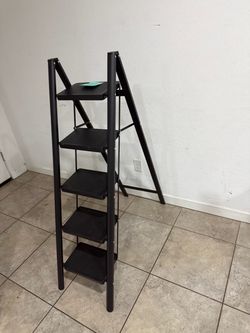 5-Step Folding Ladder for Home Use, Heavy-Duty Step Ladder with Anti-Slip Wide Steps, Portable Foldable Ladder - L83