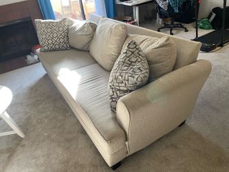 Modern Beige Fabric Sofa – Excellent Condition – $350 OBO