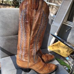 100% Genuine Leather And Eelskin Sz9 Larry Mahan Boots