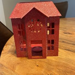 Metal Holiday House Candle Holder