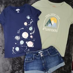 Girls shirts and shorties bundle Sizes 10-12 