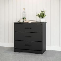 Black Nightstand with 3 Drawers. Brand New In Box 