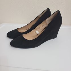 Black Suede Wedge Heel, Size 9.5 Ladies