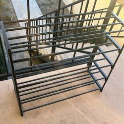 black shoe rack 