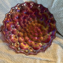 Irredescent Carnival Glass Dish and Loganberry Bowl