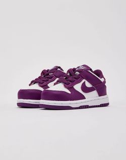 Nike Dunk Low toddlers' sneakers in white and viotech purple