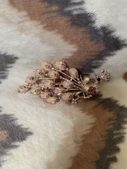 STUNNING VINTAGE ESTATE AB RHINESTONE LARGE PEACOCK BIRD 5" HAIR CLIP