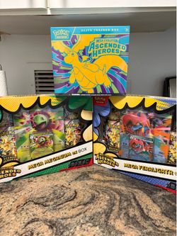 Ascended Heroes ETB + Mega Feraligatr EX Box + Mega Meganium ex Box — Trade Preferred