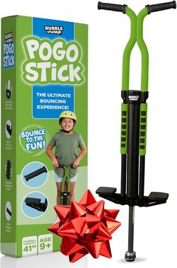 Pogo Stick for Kids Age 10 & up Green - for Boys, Girls, Teens & Adults 80 to 160 Lbs - Easy Grip Rubber Handle Master Jumper Pogo Sticks - High Jumpi