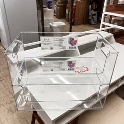 (2 pack) XL Open Front Storage Bin for Kitchen 16" x 10" 6", Clear Plastic, New i