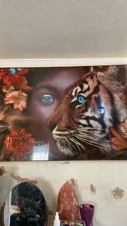 Large Framed Tiger Woman Wall Art Print