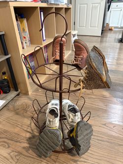 Toddler & kids metal rotating shoe rack stand 2 tier