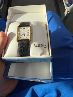 Seiko Tank Watch with Leather Strap
