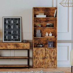 IRONCK Industrial Bookshelves / Bookcase with Doors Floor Standing 6 Shelf Display Storage Shelve