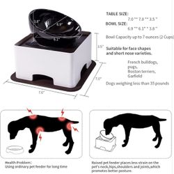 Raised Tilted Dog Feeding Bowl,Elevated Ceramic Dog Bowls Set Anti-Slip,Standing Pet Feeding Dish for Small Medium Dogs and Cats,Black NEW IN BOX 