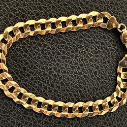 Men's 14K Solid Gold Curb Link Bracelet 585 10MM Link
