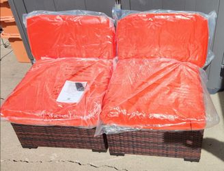 New Assembled Elposun 2-Piece Single Sofa Armless Resin Wicker Set