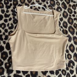 Tan crop top with square neckline