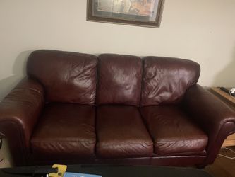 Burgundy leather couch