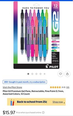 Pilot G2 Gel Pens 12-Pack Assorted Colors