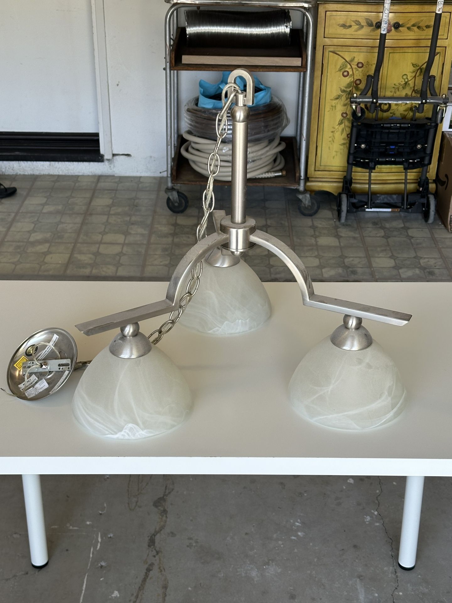 3-LIGHT BRUSHED NICKEL CHANDELIER For Free