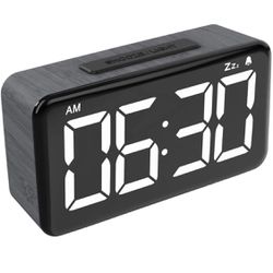 Digital Alarm Clock with LED Display, Brightness Adjustment, Battery Backup, Snooze
